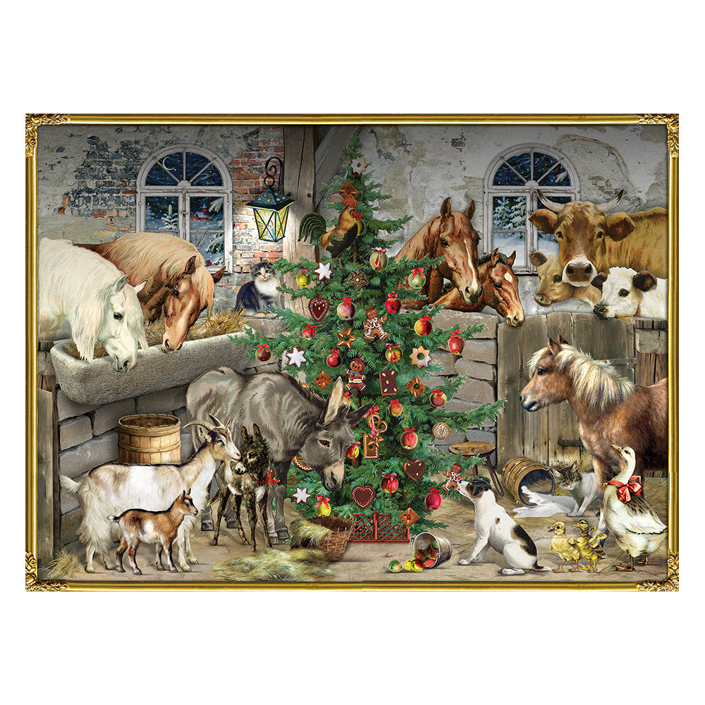 Festive Farm Horses and Animals 52 x 38 cm Coppenrath Advent Calendar