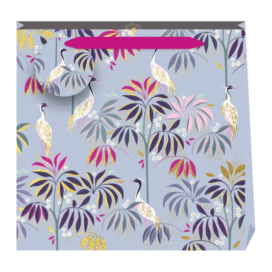 Sara Miller Crane Garden Sky Blue Medium Luxury Paper Gift Bag with tag 220 x 220 x 80 mm