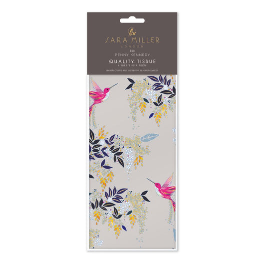 Sara Miller Grey Hummingbird Tissue Wrapping Paper 4 sheets 50 x 70 cm