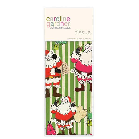 Caroline Gardner Santa Stripe Christmas Tissue Wrapping Paper 4 sheets 50 x 70 cm