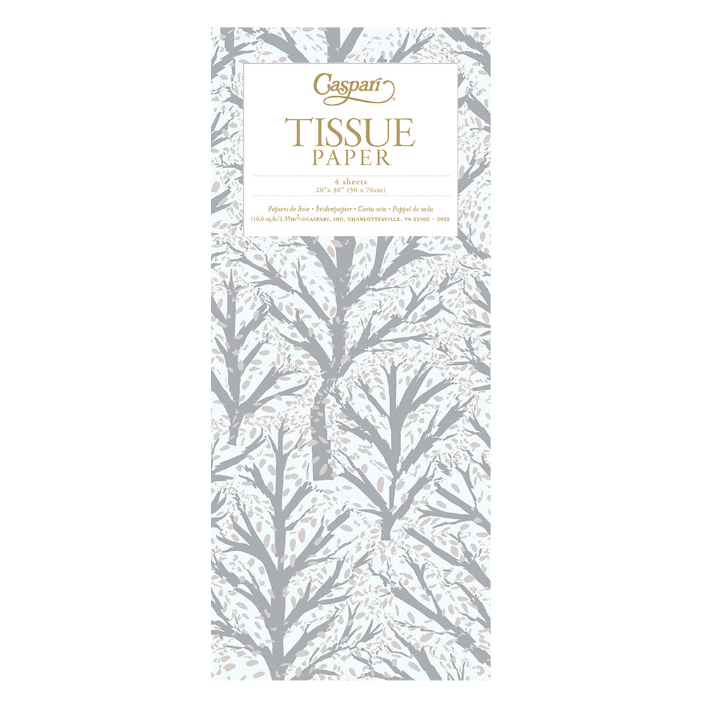 Winter Trees White Silver Christmas Tissue Paper 4 Sheets of 20 x 30" Tissue Wrapping Paper