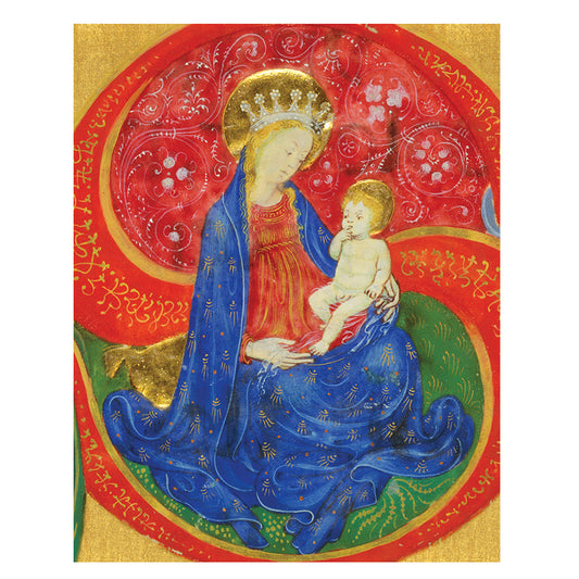 Virgin and Child in an Initial S - The Metropolitan Museum of Art, New York Caspari Christmas Cards 96mm x 120mm 5 in a pack