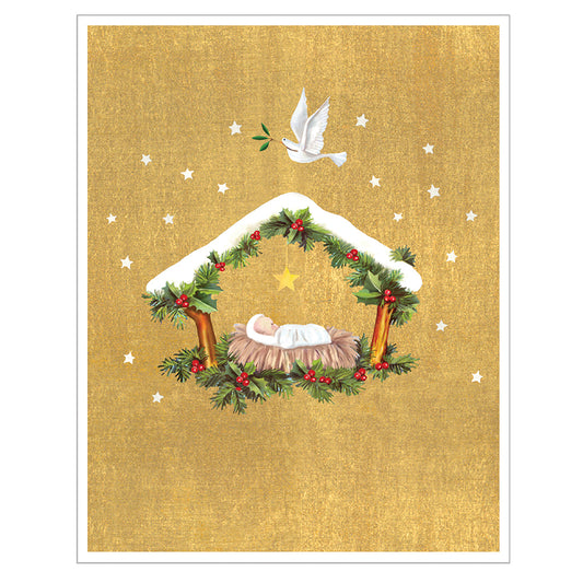 Creche and Dove by Barbara Schaffer Caspari Christmas Cards 96mm x 120mm 5 in a pack