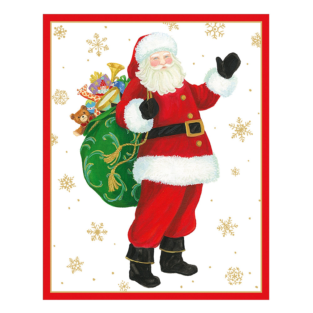 Jolly Santa by Janine Moore Caspari Christmas Cards 96mm x 120mm 5 in a pack