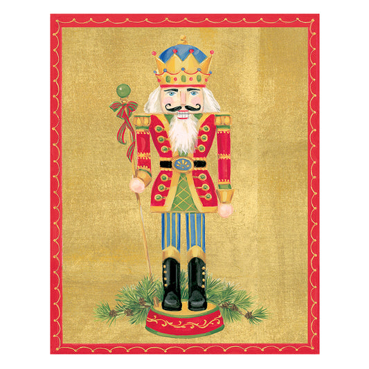 Nutcracker Gold by Janine Moore Caspari Christmas Cards 96mm x 120mm 5 in a pack