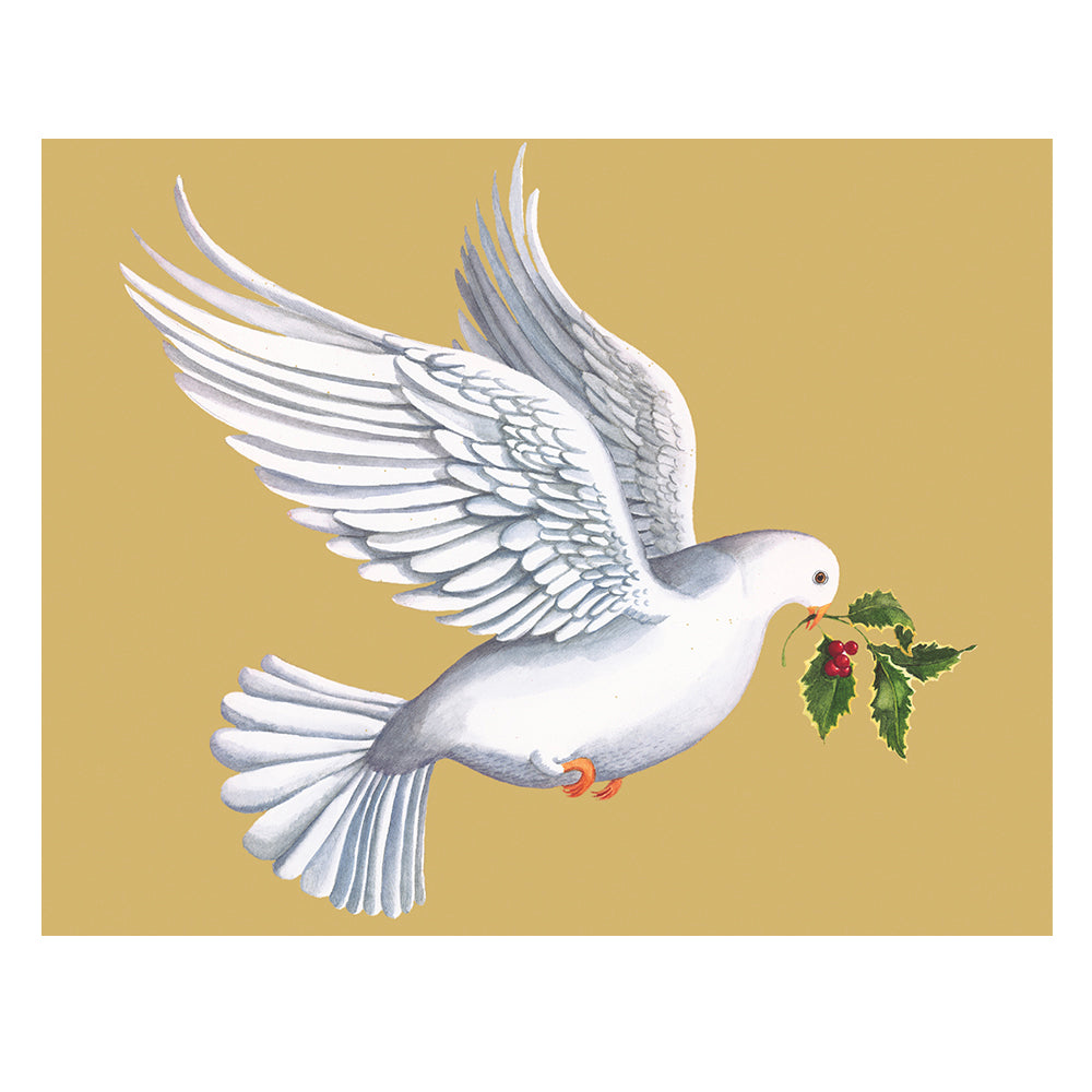 Dove with Holly Branch by Ingrid Slyder Caspari Christmas Cards 96mm x 120mm 5 in a pack