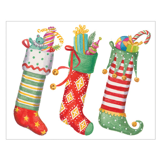 Stockings by Ingrid Slyder Caspari Christmas Cards 96mm x 120mm 5 in a pack