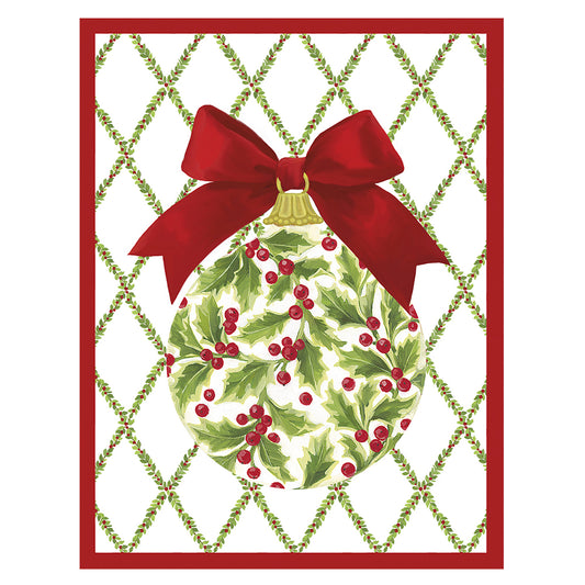 Holly Ornament and Trellis by Janine Moore Caspari Christmas Cards 118mm x 153mm 5 in a pack