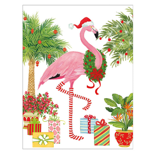 Christmas Flamingo by Janine Moore Caspari Christmas Cards 118mm x 153mm 5 in a pack