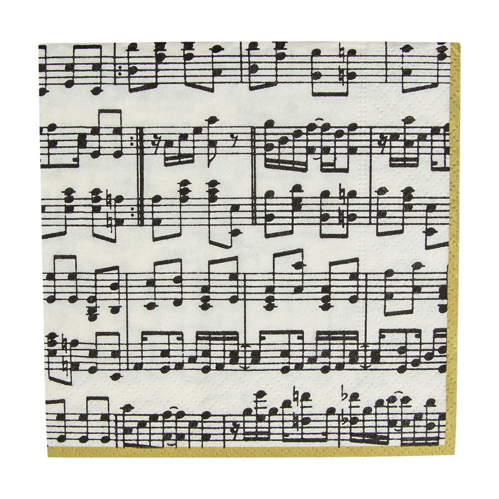 Musica Music Notes Caspari Paper Cocktail Napkins 25 cm 20 pack 3 ply