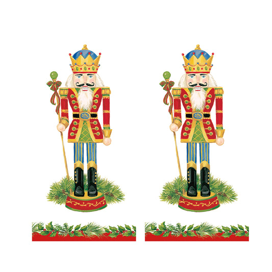 Nutcracker Christmas Caspari Paper Pocket Tissues - 2 packs of 10 tissues 21 cm square