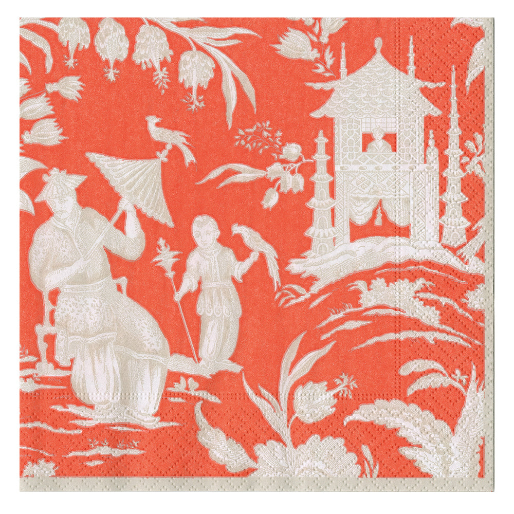 Mandarin Silk Road Caspari Paper Table Napkins 33 cm square 3 ply lunch napkins