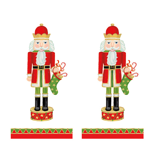 Nutcracker Parade White Christmas Caspari Paper Pocket Tissues - 2 packs of 10 tissues 21 cm square