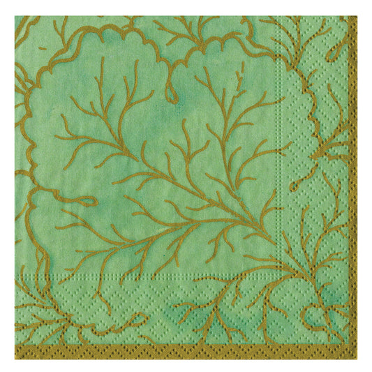 Gilded Majolica Celadon Green Caspari Paper Table Lunch Napkins 33 cm square 3 ply