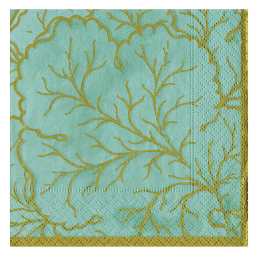 Gilded Majolica Saltwater Caspari Paper Table Cocktail Napkins 25 cm square 3 ply