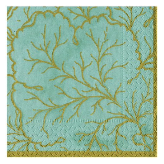 Gilded Majolica Saltwater Caspari Paper Table Lunch Napkins 33 cm square 3 ply