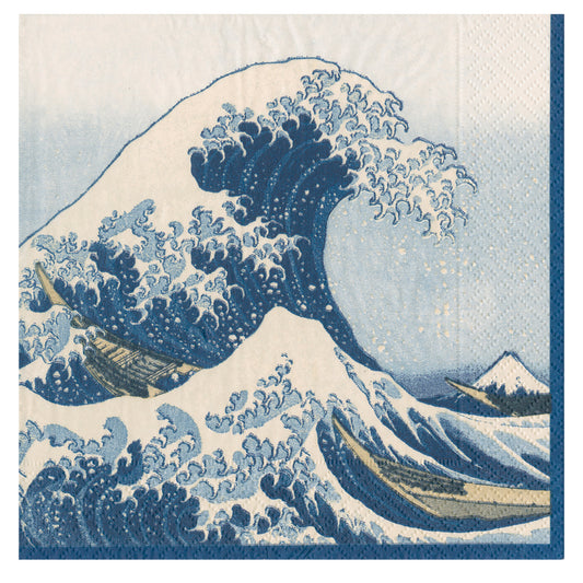 The Great Wave Caspari Paper Table Lunch Napkins 33 cm square 3 ply