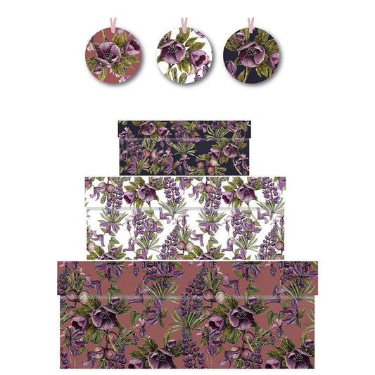 Toasted Crumpet Mulberry Floral Nest of 3 Boxes