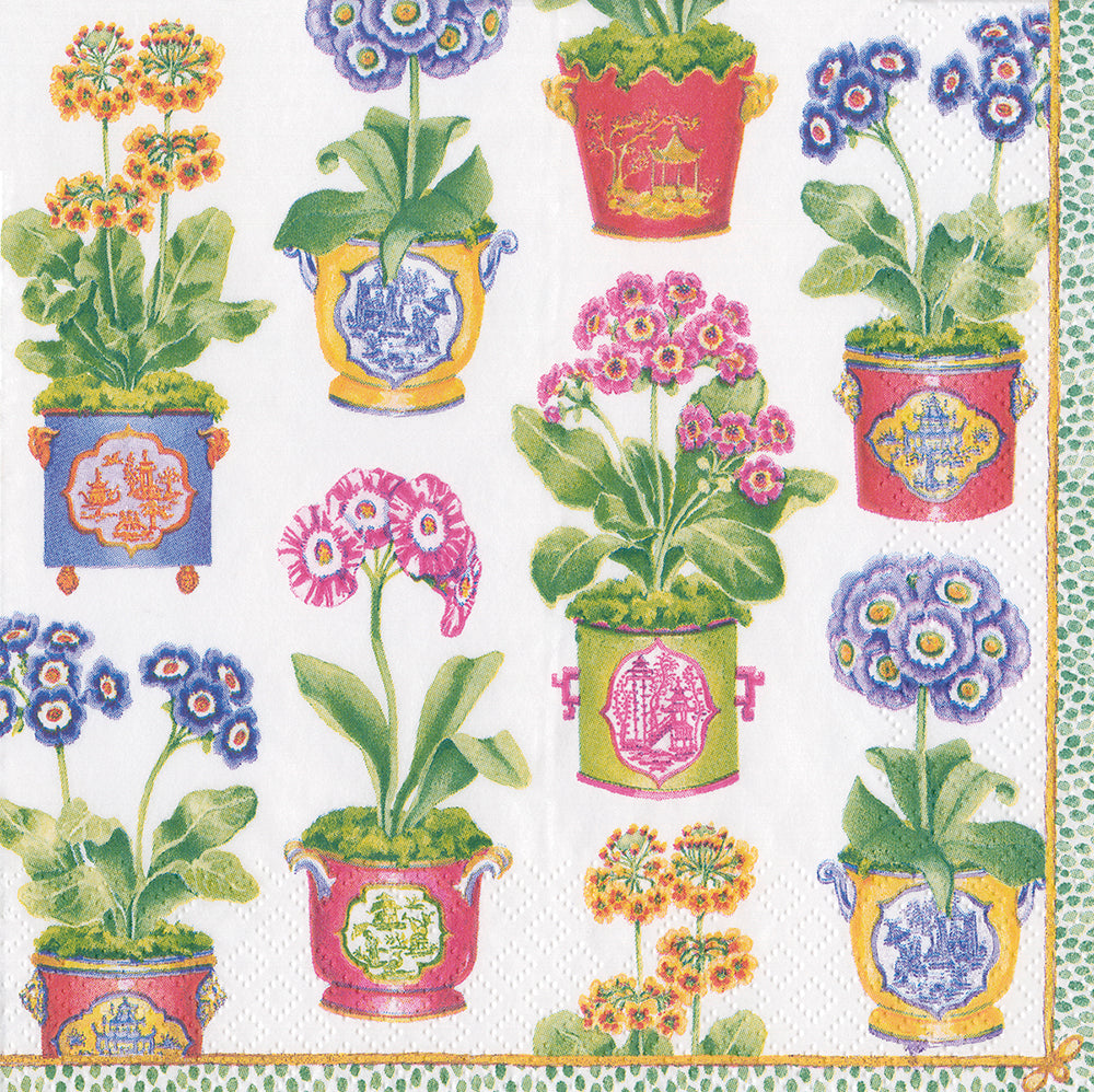Primroses Caspari Paper Cocktail Napkins 25 cm 20 pack 3 ply
