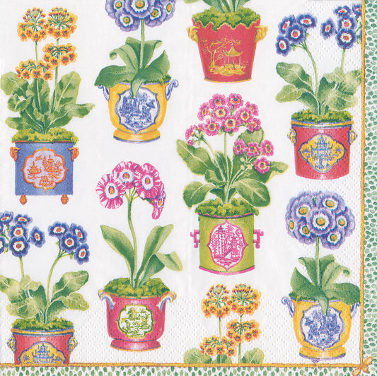 Primroses Caspari Paper Cocktail Napkins 25 cm 20 pack 3 ply
