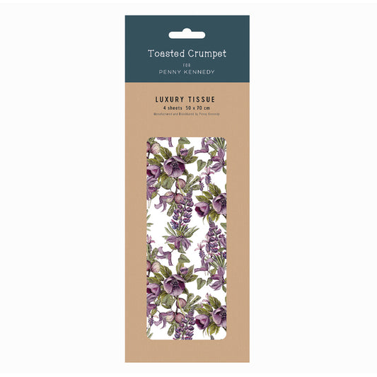 Toasted Crumpet Mulberry White Floral Tissue Wrapping Paper 4 sheets 50 x 70 cm
