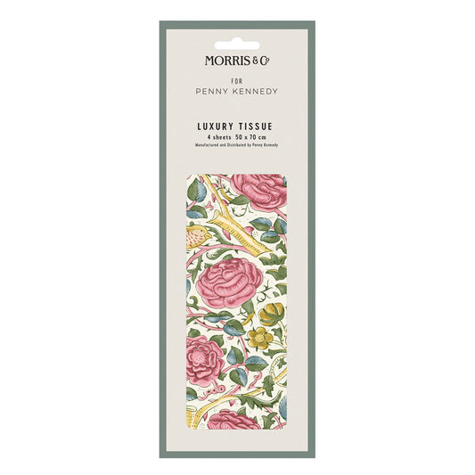 William Morris Rose Spring Green Floral Tissue Wrapping Paper 4 sheets 50 x 70 cm