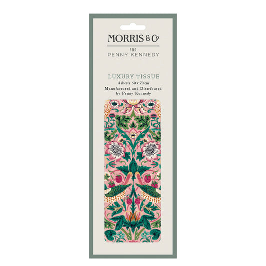 William Morris Strawberry Thief Blush Tissue Wrapping Paper 4 sheets 50 x 70 cm