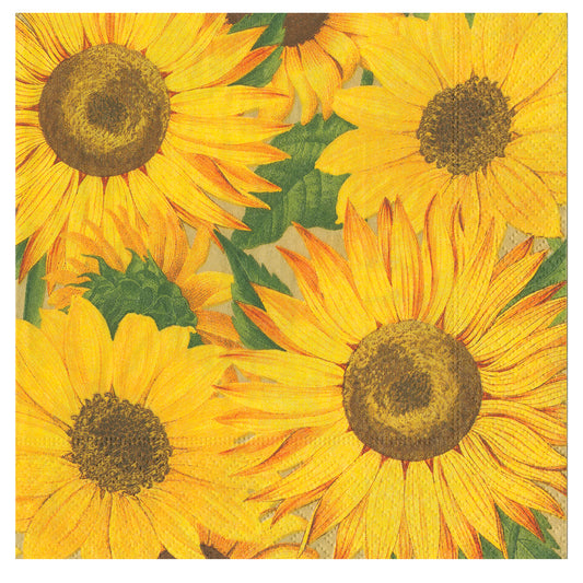 Sunflowers Caspari Paper Table Lunch Napkins 33 cm square 3 ply