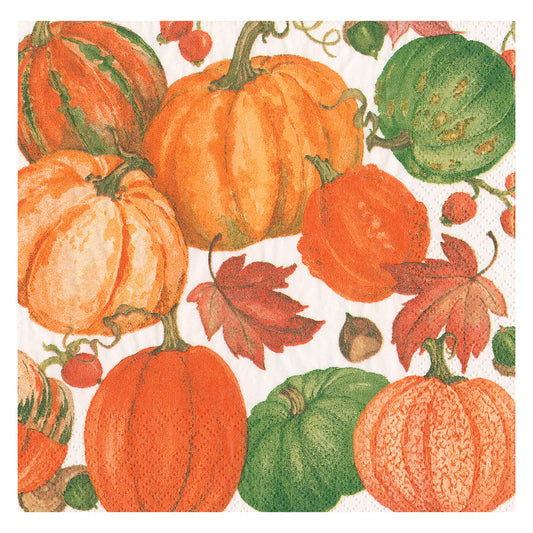 Pumpkin Field White Caspari Paper Table Lunch Napkins 33 cm square 3 ply