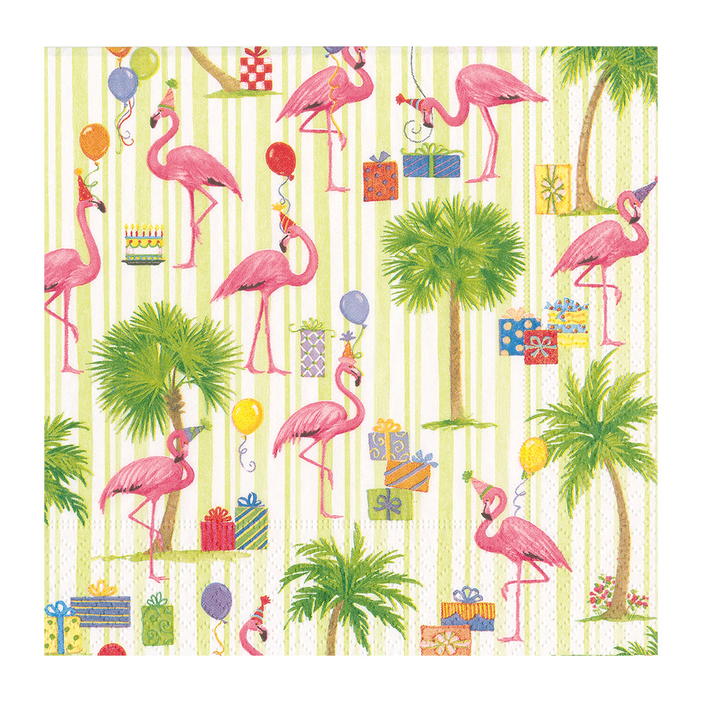 Party Flamingos Caspari Paper Table Napkins 33 cm square 3 ply lunch napkins