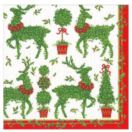 Animal Topiaries Christms Caspari Paper Table Lunch Napkins 33 cm square 3 ply