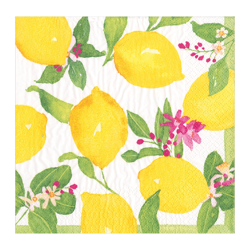 Limoncello Lemons Citrus Caspari Paper Dinner Napkins 40 cm square 3 ply 20 pack