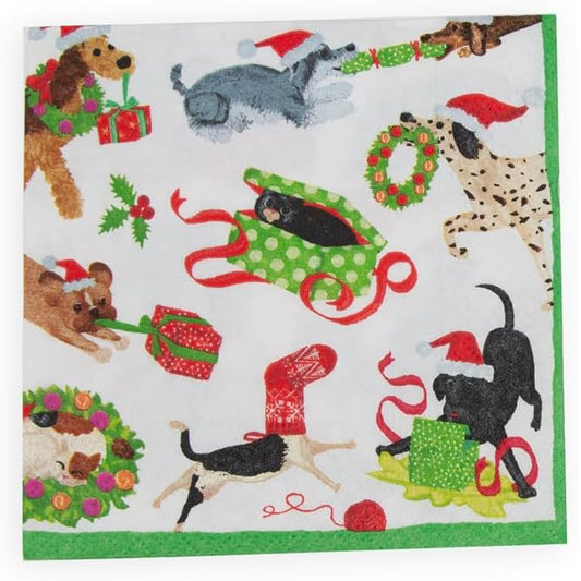 Christmas Mischief Cats and Dogs Caspari Paper Table Napkins 33 cm square 3 ply lunch napkins