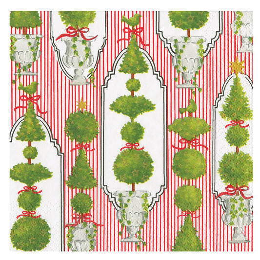 Eloise Red Christmas Topiary by Janine Moore Caspari Paper Table Napkins 33 cm square 3 ply lunch napkins