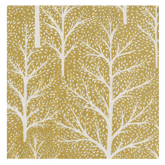 Winter Trees Gold White Christmas Caspari Paper Table Napkins 33 cm square 3 ply lunch napkins