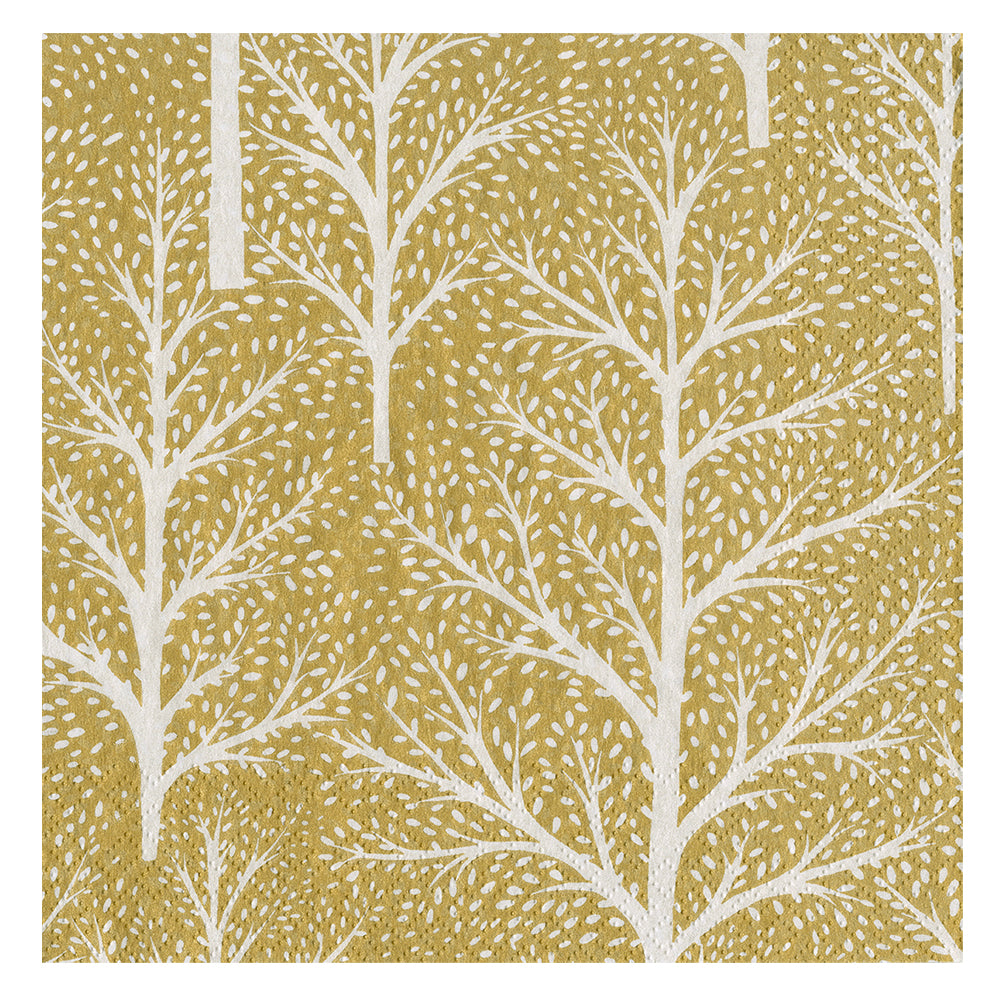 Winter Trees Gold White Christmas Caspari Paper Table Napkins 40 cm square 3 ply dinner napkins