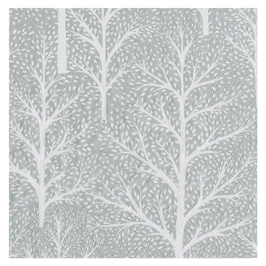 Winter Trees Silver White Christmas Caspari Paper Table Napkins 33 cm square 3 ply lunch napkins