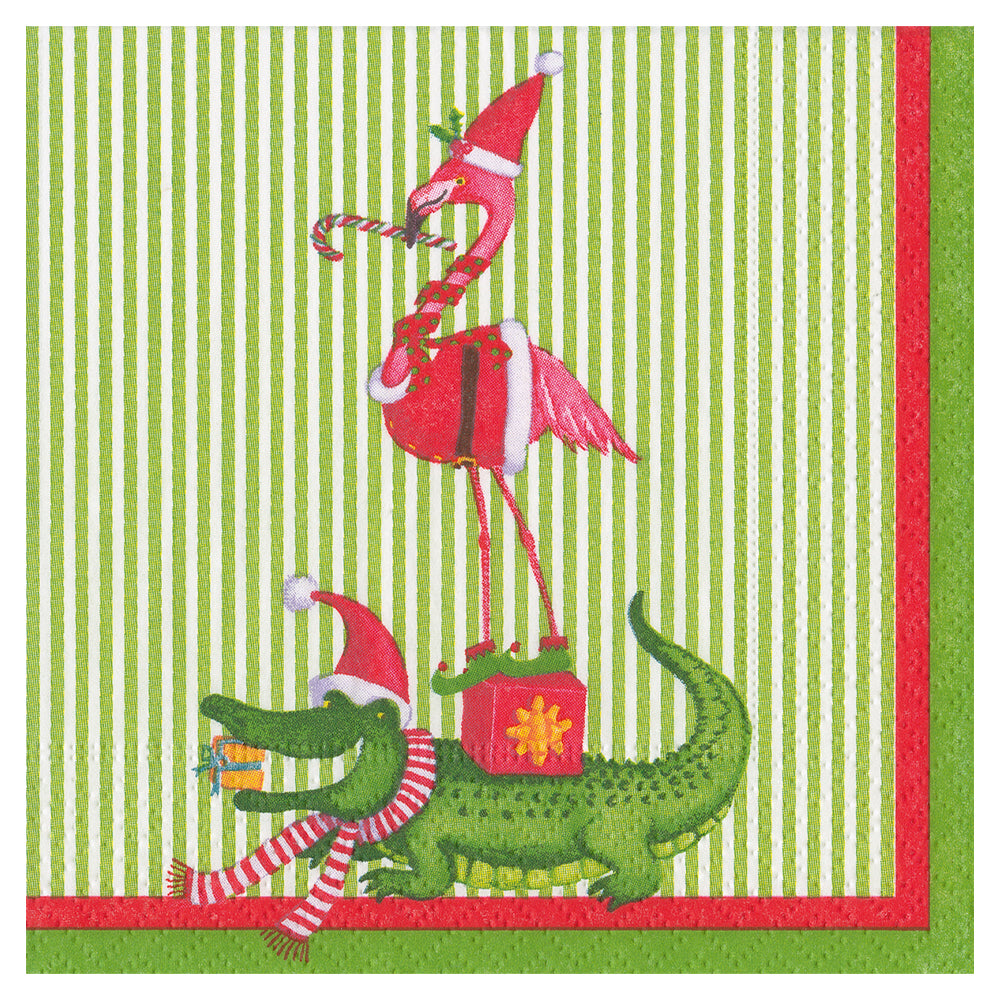 Zooey Animals Christmas Caspari Paper Table Cocktail Napkins 25 cm square 3 ply