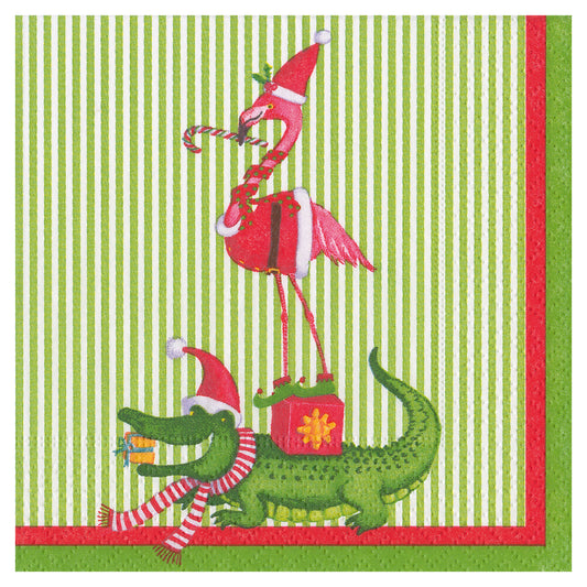 Zooey Animals Christmas Caspari Paper Table Cocktail Napkins 25 cm square 3 ply
