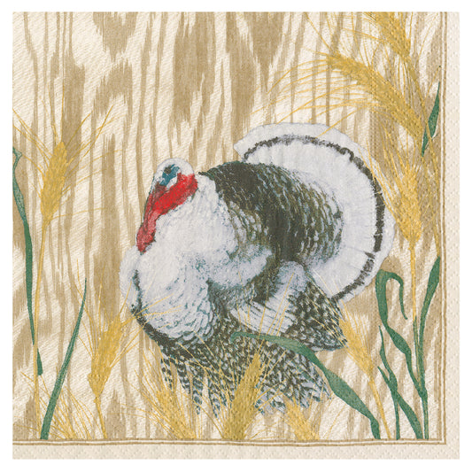 Homestead Turkey Thanksgiving Christmas Caspari Paper Table Lunch Napkins 33 cm square 3 ply