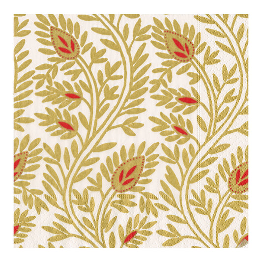 Samsara Gold Leaves Caspari Paper Table Napkins 33 cm square 3 ply lunch napkins