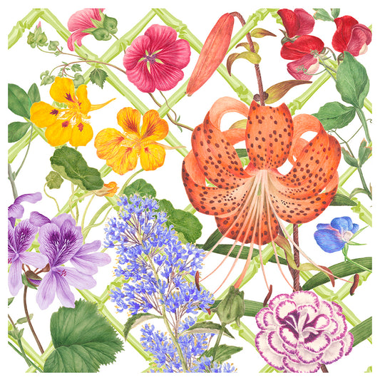 Floral Trellis Flowers Caspari Paper Table Napkins 40 cm square 3 ply dinner napkins