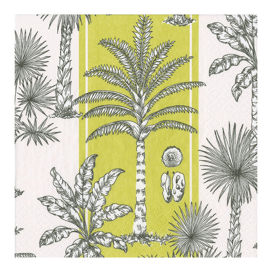 Southern Palms Green White Caspari Paper Table Napkins 33 cm square 3 ply lunch napkins