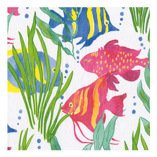 Wanda Fish Caspari Paper Table Napkins 33 cm square 3 ply lunch napkins