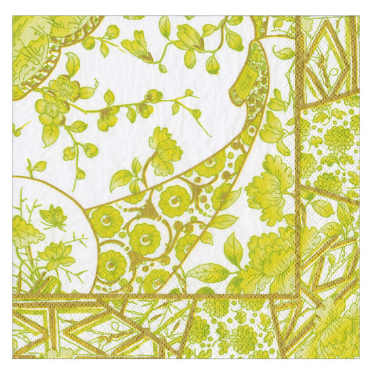 Gilded Porcelain Chartreuse Caspari Paper Dinner Napkins 40 cm square 3 ply