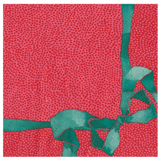 Tied with a Bow Red Spruce Christmas Caspari Paper Table Napkins 33 cm square 3 ply lunch napkins