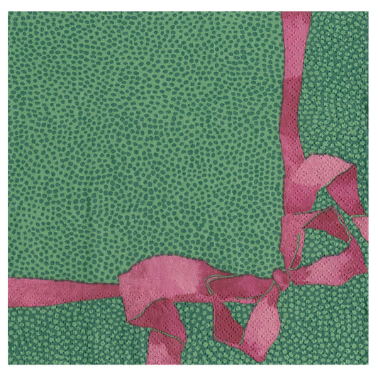 Tied with a Bow Green Plum Christmas Caspari Paper Table Napkins 33 cm square 3 ply lunch napkins