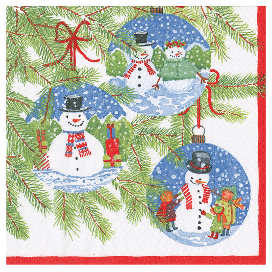 Snowman Ornaments Christmas Caspari Paper Table Lunch Napkins 33 cm square 3 ply