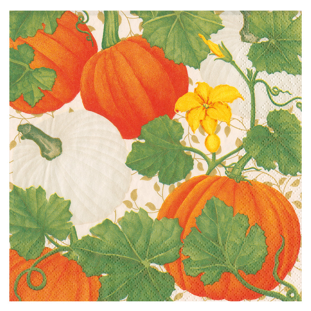 Pumpkin Chitz White Caspari Paper Table Lunch Napkins 33 cm square 3 ply