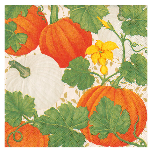 Pumpkin Chitz White Caspari Paper Table Lunch Napkins 33 cm square 3 ply